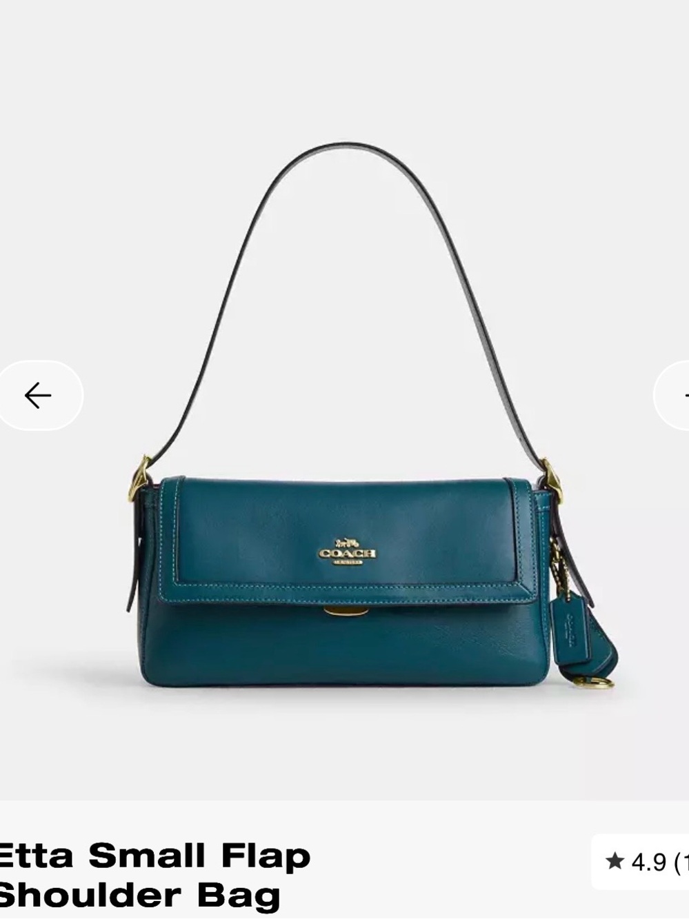 NWT Coach Etta Flap Shoulder Bag in Smooth Teal Leather